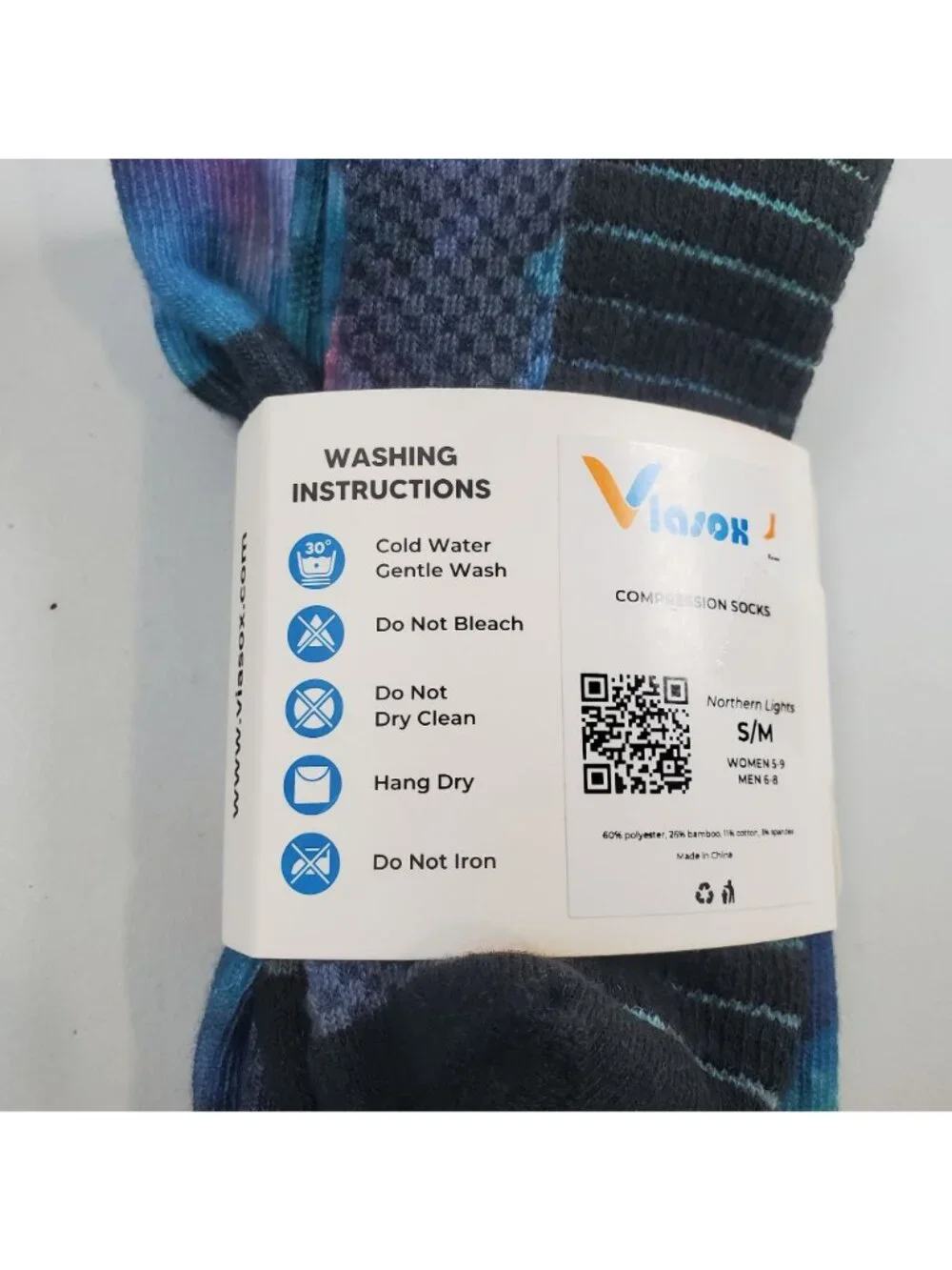 Viasox Stretch Compression Socks Women Size S - M NWT Northern Lights Bamboo